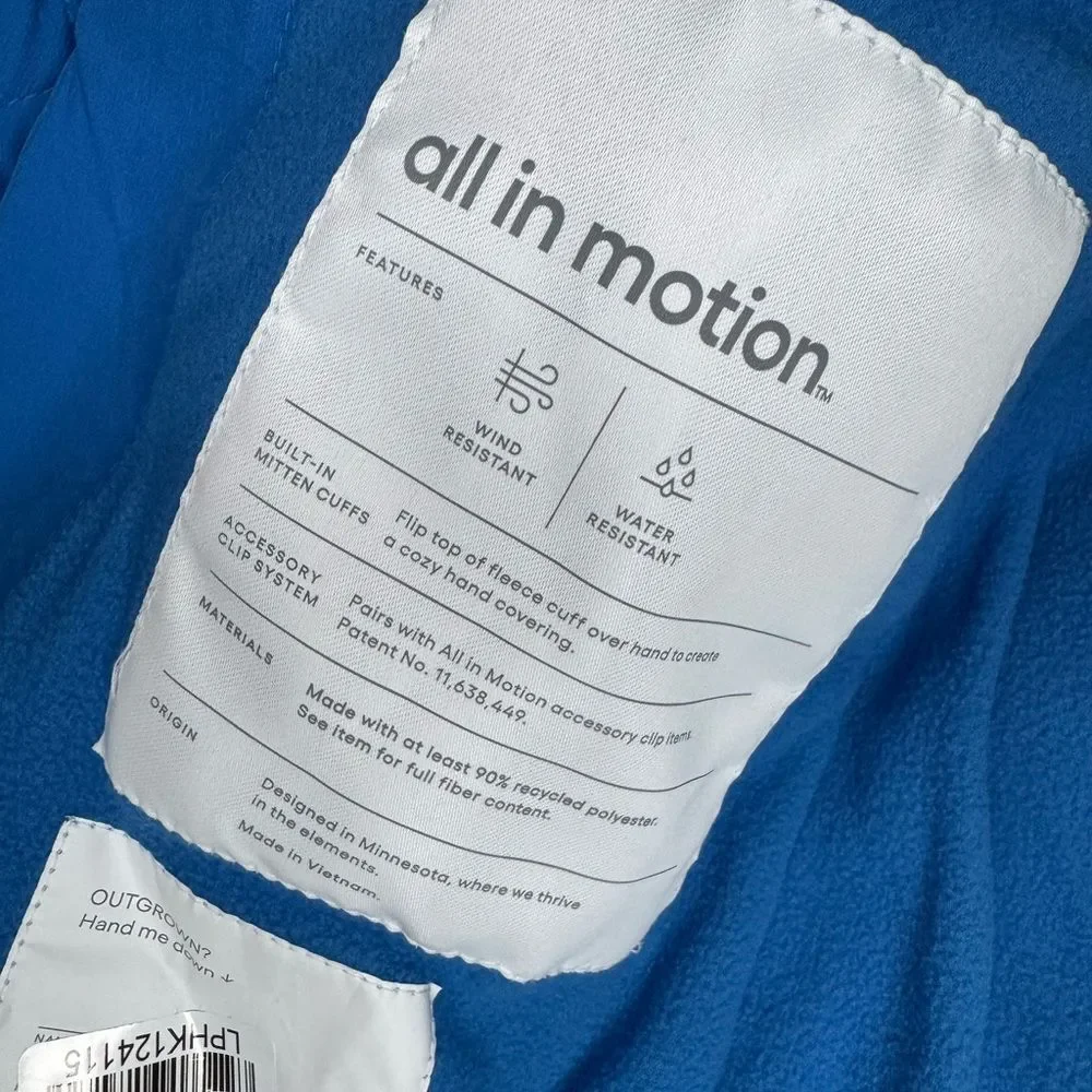 All In Motion Boys Puffer Hooded Jacket - Blue Size Extra Small (4/5) NWT